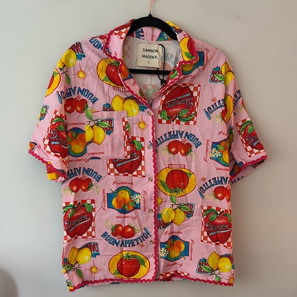 Damson Madder Chlo Fruit Print Linen Shirt - Picture 2 of 12